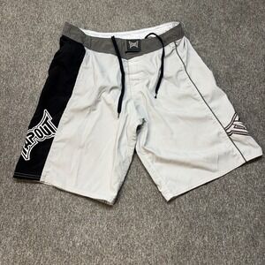 Vintage Tapout MMA Fight Shorts Men's 32 Gray Black White Y2K